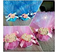 NonSoloFimo Bomboniera Sacchetto Completo Nascita Battesimo Piedini con calamita, bigliettino e Confetti Bimba - Bimbo Personalizzabile