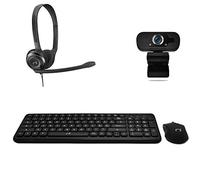 NONSOLOINFORMATICA Kit tastiera mouse senza fili con webcam full hd 1080 cuffie con microfono per videoconferenze, skype, zoom, google meet, teams, didattica e smart working (KIT-SMART-WORK)