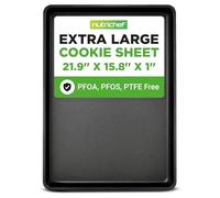 Nonstick Cookie Sheet Baking Pan - 1QT Large Metal Oven Baking Tray Mega Pan - Kitchen Cooking Non-Stick Bake Trays - Stylish Metallic Black Coating, PFOA PFOS PTFE Free - NutriChef NCLGBLK1