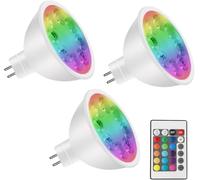 noobibaba GU5.3 LED RGB, lampadina 12V LED lampada MR16 cambio colore, 4W GU5.3 RGB bi-pin base, bianco caldo + 15 multicolore per l'illuminazione del paesaggio (3 lampadine con telecomando)