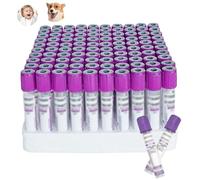 NOOGRRFA 100 Provette per Prelievo del Sangue Vacutainer, 2 Ml/3 Ml/5 Ml EDTAK2, in Plastica Pet, A Pressione Negativa Monouso, con Tappo Viola, per Ospedali Veterinari,5ml