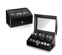 NOOGRRFA Caricatore Automatico per Orologi,Cassa Girevole per Orologi,6 Rotori per Orologi,7 Scomparti Extra,Vernice per Pianoforte,5 modalità di Carica,Coperchio Ribaltabile A 120°,Silenzioso 15Db D