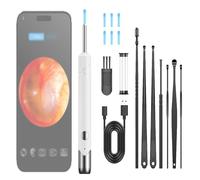 NOOGRRFA Cucchiaio Auricolare Visivo,Trasmissione di Immagini Wi-Fi,Rimozione del Cerume,6 Luci LED,Endoscopio HD,Distanza di Utilizzo di 1,5M,Ricarica di Tipo C,con 7 Cucchiai Auricolari,White