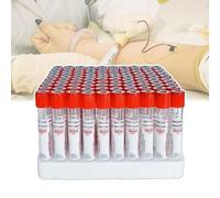 NOOGRRFA Provetta per Prelievo del Sangue da Laboratorio,Provetta per Prelievo del Sangue Sottovuoto da 5Ml,Chiusura Ermetica,Codifica Personalizzata,Pressione Negativa,Materiale Pet,100pcs,Red