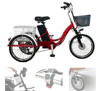 NOOGRRFA Triciclo Elettrico A Propulsione Umana,Triciclo Elettrico,3 velocità,Faretto A LED,3 modalità di Guida,Pneumatico da 20",con Cestino Portaoggetti,Ammortizzatori Idraulici