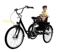 NOOGRRFA Triciclo Elettrico per Anziani, Batteria al Litio da 36V E 12Ah, Pneumatici Larghi 24x1, Portata 300 Libbre, Sedile Multifunzionale, Traino Persone, per Fare La Spesa E Camminare,Black
