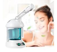 NOOGRRFA Vaporizzatore Viso Portatile A Spruzzo Caldo,Irrigatore Rotante A 360°,Vaporizzatore Viso Ionico,Serbatoio d'Acqua da 450Ml,Pulizia Profonda,Aromaterapia,2 Interruttori,per Casa,Salone,Blue
