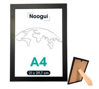 NOOGUI - Cornice a4 - Legno Nero - 21x30cm - Parte Frontale Antiriflesso - Per Foto, Diplomi, Poster o Puzzle - Posizionamento Verticale o Orizzontale - Spessore 2 cm - Facile da Pulire