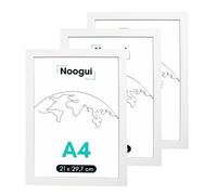 NOOGUI Cornici A4 Legno Bianco | Set 3 Cornici Antiriflesso | Per Foto, Diplomi, Poster o Puzzle | Cornice Verticale & Orizzontale | 21×30 cm