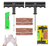 NOOGUI Kit Riparazione Pneumatici Auto | Antiforatura Moto e Bici | Pronto in 15 Minuti | Include 10 Tasselli, 2 Attrezzi a T, Guanti e Taglierino | Kit Completo per Riparazioni Gomme