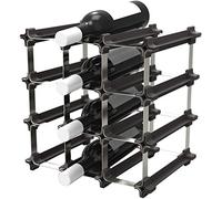 NOOK Portabottiglie di Vino Piccolo Kit 9 - Scaffale Portabottiglie con Sistema Modulare - Pratica Cantinetta Portabottiglie, argento, acciaio inox