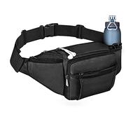 NOOLA Marsupio Marsupio per uomo e donna, con supporto per bottiglia d'acqua, cinturino regolabile, adatto per allenamento all'aperto, viaggi, corsa, trekking, ciclismo, pesca, colore: nero