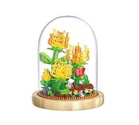 NOOLY 611 Pezzi Blocchi da Costruzione Fiore con Copertura Platica per la Decorazione della Casa e dell'Ufficio KLJMH-01 (Crisantemo dorato)