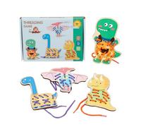 NOOLY Animali di legno Imbottitura Giocattolo Scheda Puzzle per l'allenamento della motricità fine per il giocattolo educativo YZCXB-01 (Tema Dinosauri)