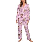 NOONATIVE Set Pigiama Donna Personalizzato con Foto del Viso,Set di Pigiami a Maniche Lunghe Personalizzato,Regali per la Festa della Mamma per la Mamma