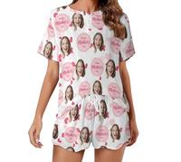 NOONATIVE Set Pigiama Donna Personalizzato con Foto del Viso,Set di Pigiami Corto Personalizzato,Regali per la Festa della Mamma per la Mamma
