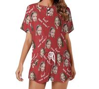 NOONATIVE Set Pigiama Donna Personalizzato con Foto del Viso,Set di Pigiami Corto Personalizzato,Regali per la Festa della Mamma per la Mamma