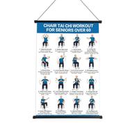 NoonBaie Poster Tai Chi per anziani, facile visualizzazione 16 spostamenti | 16 mosse illustrate, guida allo stretching e alla mobilità, movimenti per la flessibilità dell'equilibrio