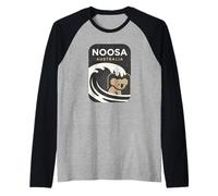 Noosa Australia Surf Wave Koala Nature Silhouette Maglia con Maniche Raglan