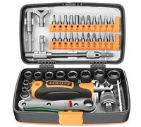 Noosverl 38 Pezzi Set di Chiavi a Bussolada 1/4", con Barra di Prolunga e Barra Scorrevole, Set chiavi a presa, Set di punte, Scatola a cricchetto Piccolo, Set portastrumenti