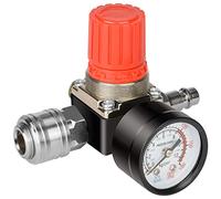 Noosverl Regolatore di pressione Aria da 1/4" per standard UE Valvola Compressore Aria di pressione a 4 fori - Regolatore pneumatico con manometro