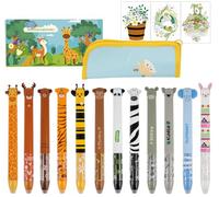 Noosverl Set di 12 penne gel cancellabili bicolore a forma di cervo e carte da colorare, per la scuola e l'ufficio