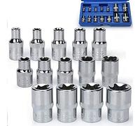 Noosverl - Set di 14 chiavi a bussola Femmina Torx Socket per dadi e utensili per prese, 1/4" 1/2" 3/8" femmina E-Type Extractor (E4-E24)