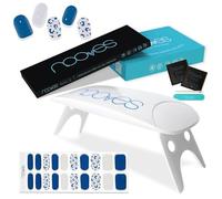 NOOVES - Confezione di 20 pellicole gel per unghie Blue Leopard - Nail Art + lampada per asciugare le unghie UV/LED, unghie gel semi-curate premium, gel per unghie, adesivi per unghie, con 1 lima per