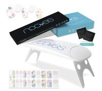 NOOVES - Confezione di 20 pellicole gel per unghie Flowers - French Design + lampada per asciugatura unghie UV/LED, unghie gel semi-curate premium, gel per unghie, adesivi per unghie, con 1 lima per