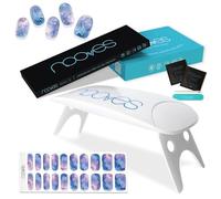 NOOVES - Confezione di 20 pellicole in gel per unghie blu marmo, per nail art, con lampada UV e LED, per unghie in gel semi-durate, gel per unghie, adesivi per unghie, con 1 lima per unghie