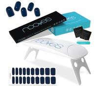 NOOVES - Confezione di 20 pellicole in gel per unghie Navy + lampada per asciugare le unghie UV/LED, unghie in gel semi-durate, gel per unghie, adesivi per unghie, con 1 lima per unghie