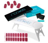 NOOVES Fogli gel per unghie + lampada di essiccazione | 20 pezzi rosso, semicurati e vegani con lime e bastoncino d'arancio