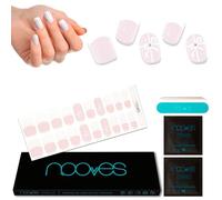 NOOVES - Pellicola in gel per unghie|French Gift - Francese 20 pezzi, unghie gel semi-curate premium, gel per unghie, adesivi per unghie in gel, include 1 lima per unghie e 1 bastoncino d'arancio,