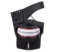 Noowye Anime Kaneki Ken Costume Cosplay con parrucca Kaneki Ken Costume maschera da combattimento uniforme giapponese per Halloween Carnevale (nero, adulti)