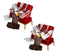 Noowye Anime KMS Agir Action Statua - Cameriera con calza stile ragazza figura con divano fondo 16 cm posa sdraiata modello PVC cartone animato ornamenti 2 pezzi