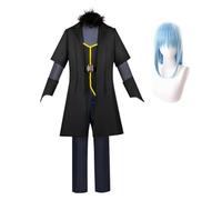 Noowye Anime Rimuru, costume per cosplay con parrucca + costume maschera, vestito per Halloween, abbigliamento Fancy Dress Up Masquerade Anime Performance Travestimento (blu Wig)