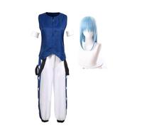 Noowye Anime Rimuru, costume per cosplay con parrucca + costume maschera, vestito per Halloween, abbigliamento Fancy Dress Up Masquerade Anime Performance Travestimento (blu Wig)