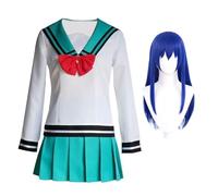 Noowye Anime Teruhashi Kokomi Cosplay Costume JK Uniform Dress Sailor Suit con gonna turchese rosso fiocco blu parrucca scuola uniforme per Halloween