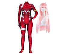 Noowye Anime Zero Two Cosplay Costume 02 Donna Tuta Tuta da Combattimento Completo Set Halloween Onesie Uniform Carnevale Party Body Tuta con Parrucca