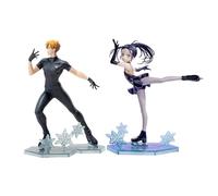 Noowye Figura di pattinaggio su ghiaccio Tsukasa Akeuraji Anime, Hikaru Kamisaki Action Figure con Figure Stand PVC Skiing Statua Anime, Merch Ornamenti Decorativi 2 pezzi/set