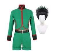 Noowye Gon · FREECSS Costume Cosplay Anime, set completo per Halloween, costume da uomo, cosplay verde, giacca a maniche lunghe, pantaloncini per fan delle feste performance
