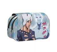 Noowye JJBA Star Platinum Astuccio Anime Jean Pierre Polnareff/IGGY Grande Doppia Cerniera Giapponese Astuccio Penne Estetico per studenti, Tipo 12, 21*7.5*10CM, Cartella portadocumenti