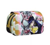 Noowye JJBA Star Platinum Astuccio Anime Jean Pierre Polnareff/IGGY Grande Doppia Cerniera Giapponese Astuccio Penne Estetico per studenti, Tipo 14, 21*7.5*10CM, Cartella portadocumenti