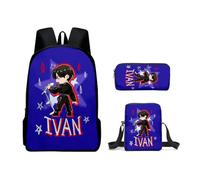 Noowye Luka/Till Zaino Anime Mizi/Ivan Mäpchen Cartoon Print SUA Borsa a tracolla grande zaino per la scuola Back to School per studenti, set da 3 pezzi, Tipo 10, 30*13*40CM, Set da tre pezzi