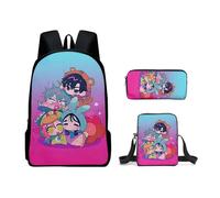 Noowye Luka/Till Zaino Anime Mizi/Ivan Mäpchen Cartoon Print SUA Borsa a tracolla grande zaino per la scuola Back to School per studenti, set da 3 pezzi, Modello 06, 30*13*40CM, Set da tre pezzi