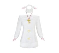 Noowye Re:0 Anime REM/Remu Cosplay Costume Donna Vestito Bianco Agnello Uniforme Set completo Halloween Party Carnevale Dress Up Vestito con Parrucca Blu per Donna