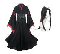Noowye Wei Wu Xian, costume per cosplay anime Wei Ying Hanfu tradizionale cinese con parrucca Prop, uniforme per Halloween Carnevale (nero, S - XL)