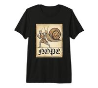 Nope Knight Fighting Giant Snail Funny Medieval History Meme Maglietta Premium