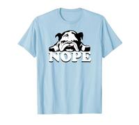 Nope - Maglietta con Bulldog Inglese e Bulldog Maglietta, Uomo, Celeste, L