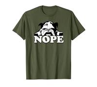 Nope - Maglietta con Bulldog Inglese e Bulldog Maglietta, Uomo, Oliva, L